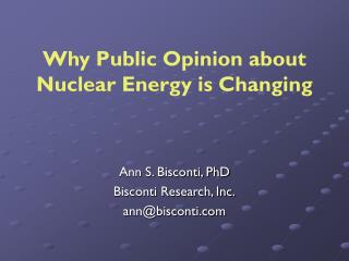 Ann S. Bisconti, PhD Bisconti Research, Inc. ann@bisconti