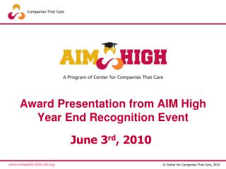 Award Presentation from AIM High Year End Recognition Event