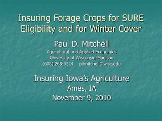 Insuring Forage Crops for SURE Eligibility and for Winter Cover