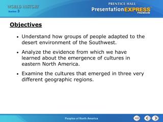 Understand how groups of people adapted to the desert environment of the Southwest.