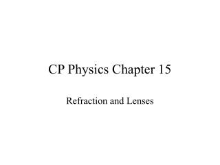 CP Physics Chapter 15