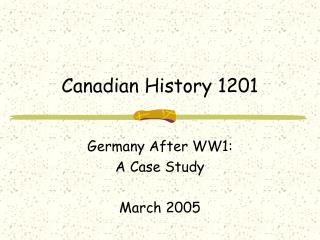 Canadian History 1201