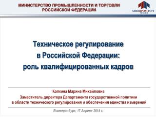 МИНИСТЕРСТВО ПРОМЫШЛЕННОСТИ И ТОРГОВЛИ РОССИЙСКОЙ ФЕДЕРАЦИИ