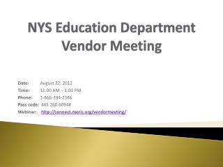 NYS Education Department Vendor Meeting