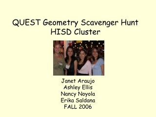 QUEST Geometry Scavenger Hunt HISD Cluster