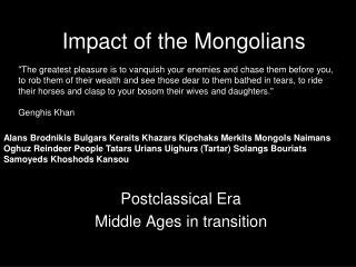 Impact of the Mongolians