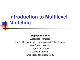 Introduction to Multilevel Modeling