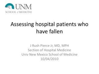 Assessing hospital patients who have fallen