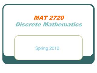 MAT 2720 Discrete Mathematics