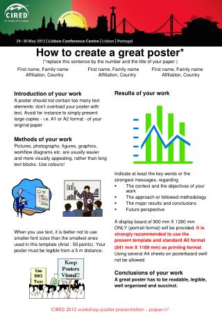 CIRED 2012 workshop poster presentation – paper n°