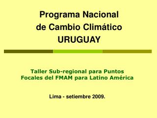 Programa Nacional de Cambio Climático URUGUAY