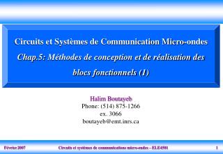 Circuits et Systèmes de Communication Micro-ondes