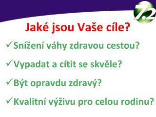 Jaké jsou Vaše cíle? Snížení váhy zdravou cestou? Vypadat a cítit se skvěle? Být opravdu zdravý?