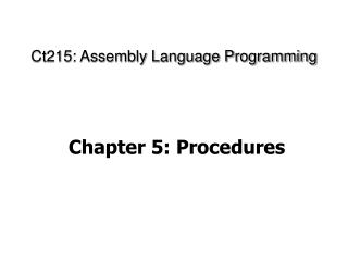 Ct215: Assembly Language Programming