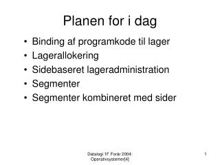 Planen for i dag