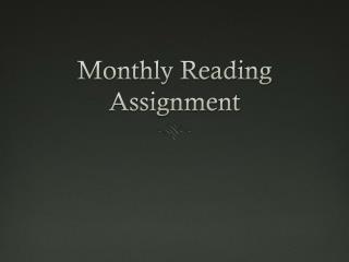 Monthly Reading Assignment