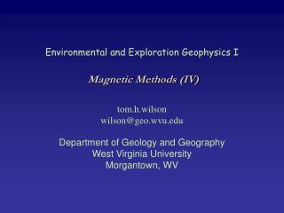 Environmental and Exploration Geophysics I