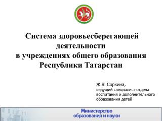 Система здоровьесберегающей деятельности в учреждениях общего образования Республики Татарстан