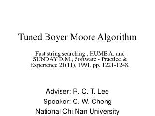 Tuned Boyer Moore Algorithm