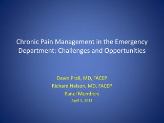 Chronic Pain Management in the Emergency Department: Challenges and Opportunities