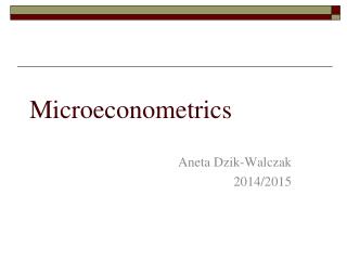 Microeconometrics