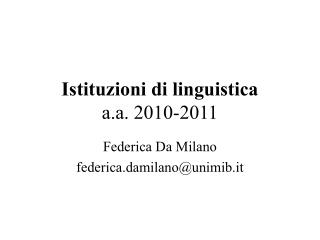Istituzioni di linguistica a.a. 2010-2011