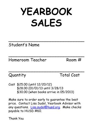 YEARBOOK SALES