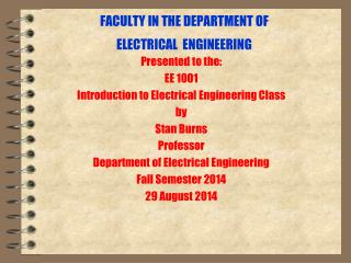 FACULTY IN THE DEPARTMENT OF ELECTRICAL ENGINEERING