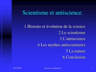 Scientisme et antiscience.