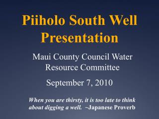 Piiholo South Well Presentation