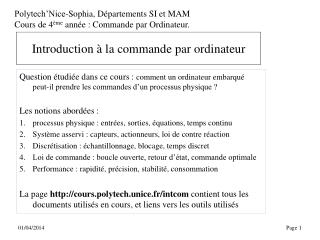 Introduction à la commande par ordinateur