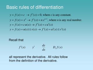 Basic rules of differentiation