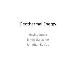 Geothermal Energy