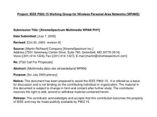 Project: IEEE P802.15 Working Group for Wireless Personal Area Networks (WPANS)