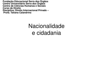 Nacionalidade e cidadania