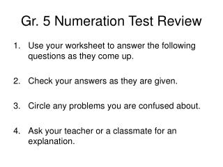 Gr. 5 Numeration Test Review