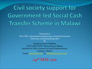 Civil society support for Government-led Social Cash Transfer Scheme in Malawi