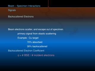 Beam – Specimen Interactions Signals