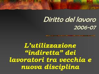 Diritto del lavoro 2006-07