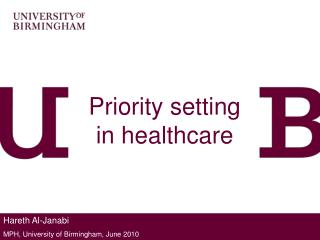 Priority setting in healthcare