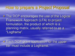 How to prepare a Project Proposal