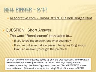 Bell Ringer – 9/17