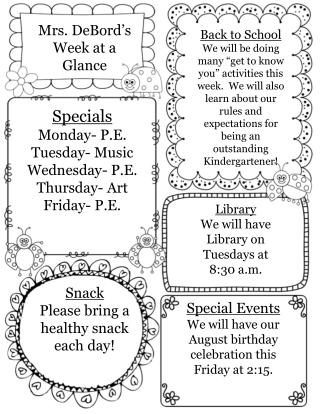 Mrs. DeBord’s Week at a Glance