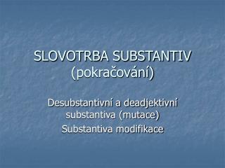 SLOVOTRBA SUBSTANTIV (pokračování)