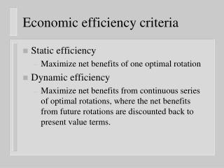 Economic efficiency criteria