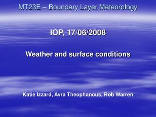 MT23E – Boundary Layer Meteorology