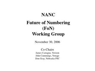 NANC Future of Numbering (FoN) Working Group