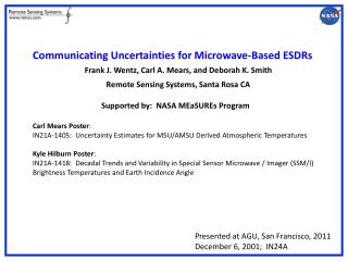 Communicating Uncertainties for Microwave-Based ESDRs