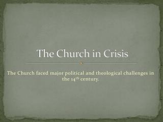 The Church in Crisis