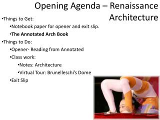 Opening Agenda – Renaissance Architecture